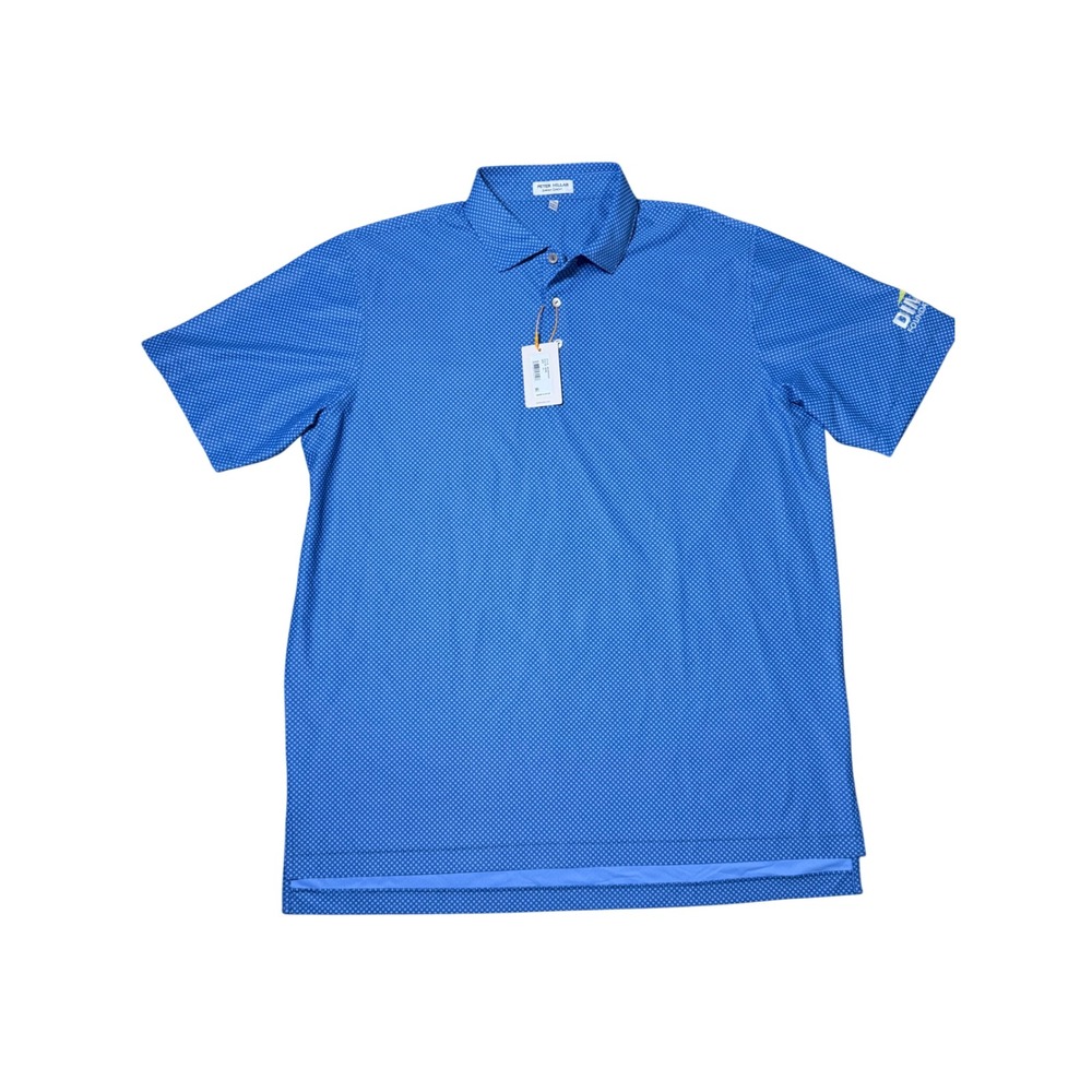 NWT Peter Millar Summer Comfort Polo Shirt Mens XL Blue Geometric Golf Dime